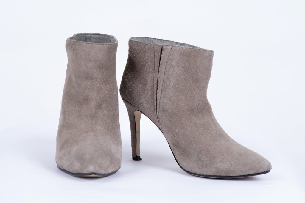 Patrizia Dini Gray Suede Pointed Toe Ankle Booties, EU 37