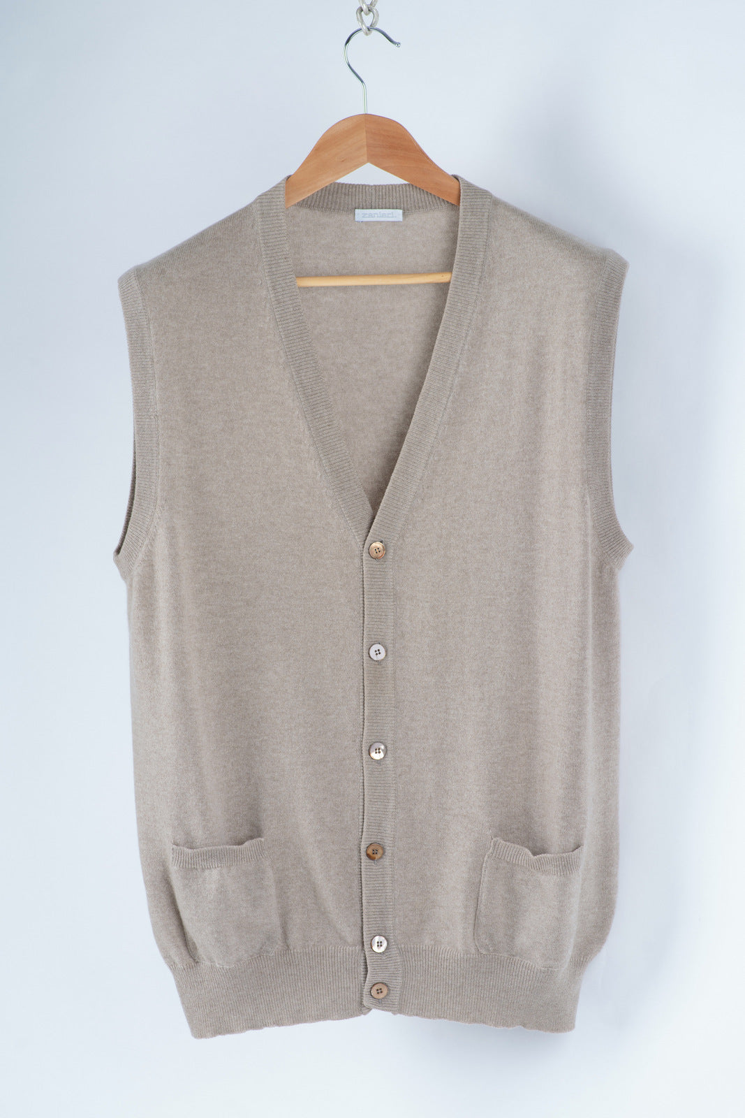 Zanieri Light Brown Cashmere Vest, Size XL, EU 54
