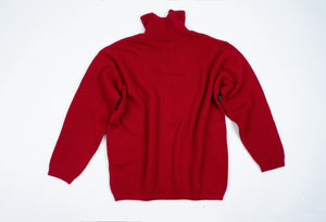 LACOSTE men's Red Wool Blend Zip Neck Jumper, XL