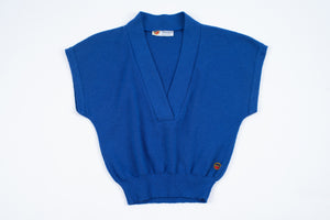 Vintage Busnel Women's Blue Wool French Vest, SIZE S