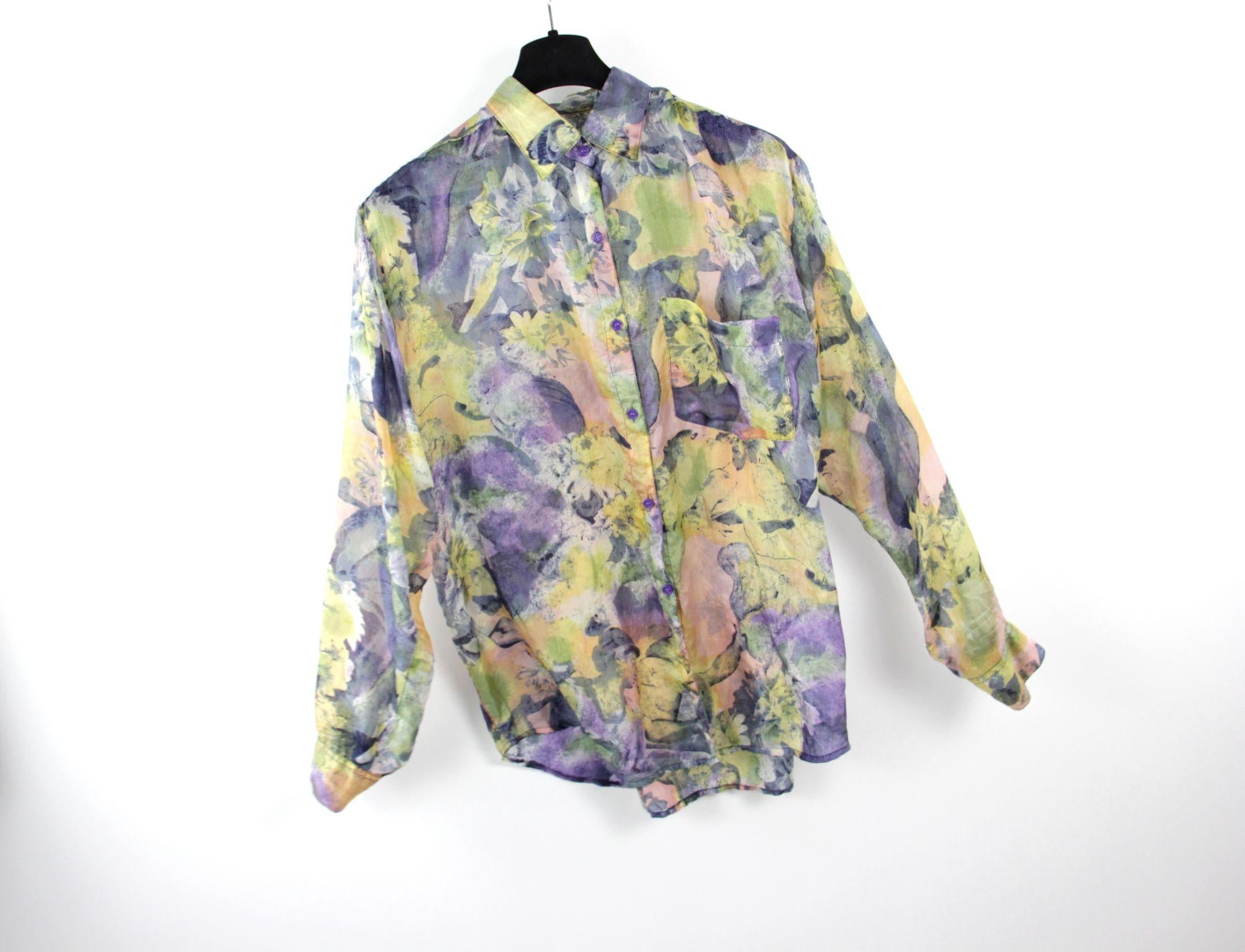 Vintage Silk Button Up Women’s Shirt/ Blouse, Size XL