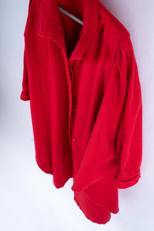 Vintage 50's Red Brushed Wool Batwing Cape Coat, One Size