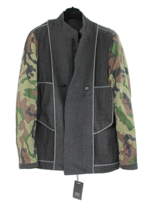 DANIELE ALESSANDRINI Gray Melton Wool Blend Jacket, Size L