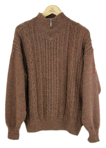 Henri LLoyd Brown Alpaca Wool Blend Zip Neck Sweater, L