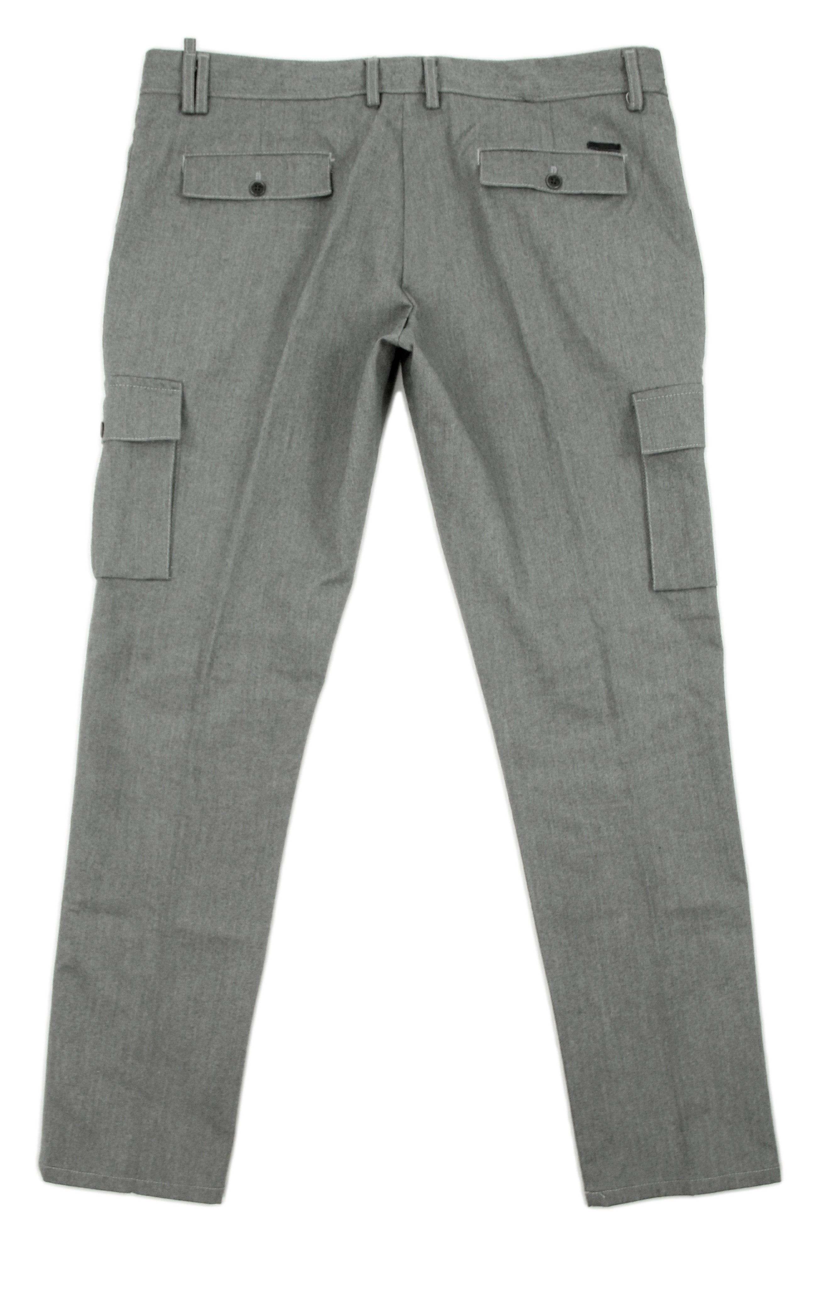 HAMAKI-HO  Men's Stretch Gray Twill Flat Front Cargo Pants, EU 54, USA 44