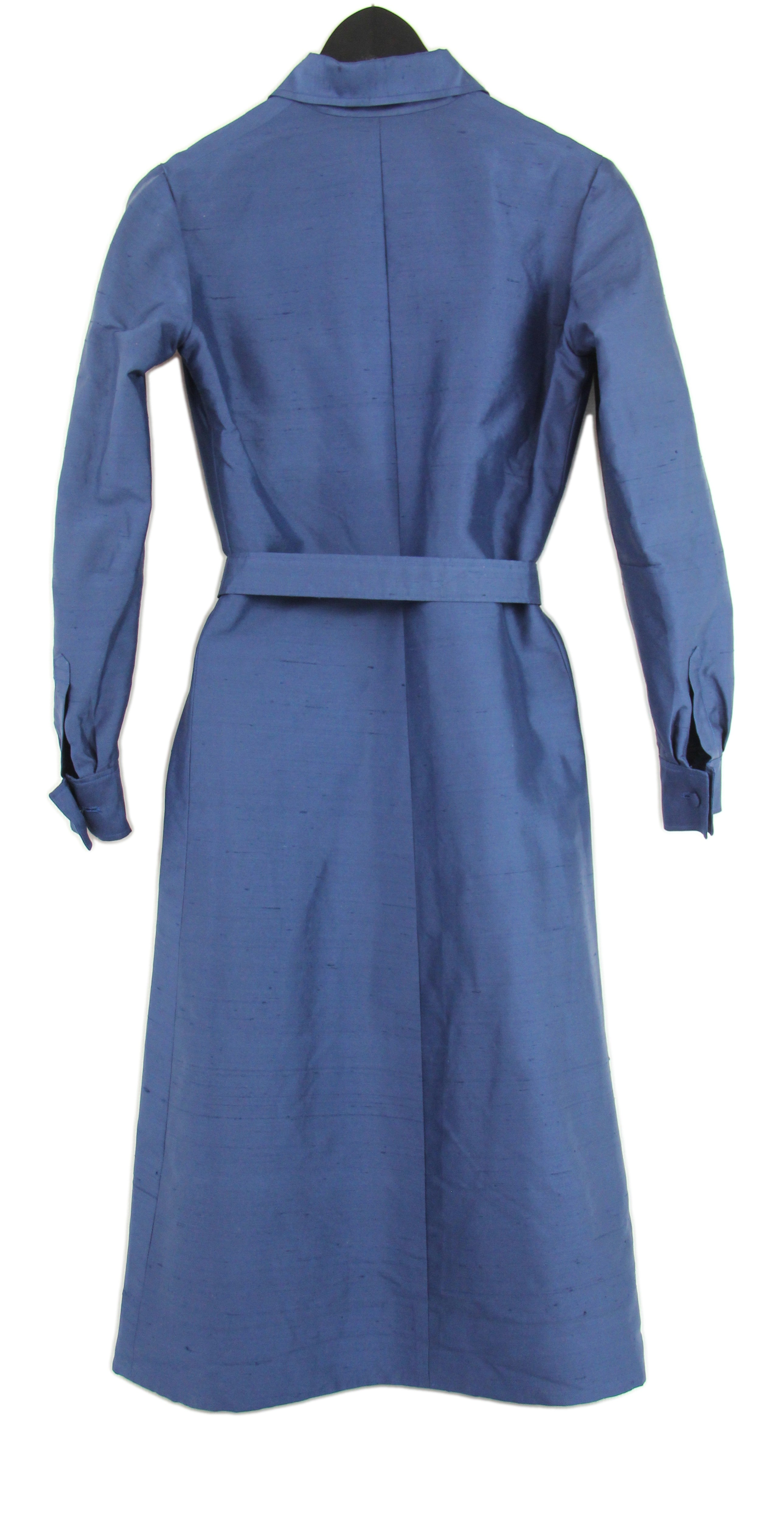 Hand Made 100% Silk Blue Midi Dress, Size S