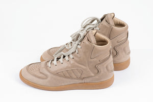 Maison Martin Margiela Taupe Brown Leather High Top Sneakers, EU 37