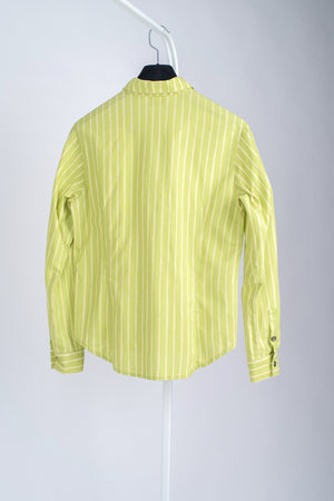 Marimekko Slim Fit Jokapoika Striped Bright Green Shirt, Women's S
