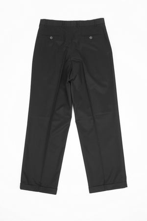 Ermenegildo Zegna Black Cotton Twill Pleated Trousers, I 52