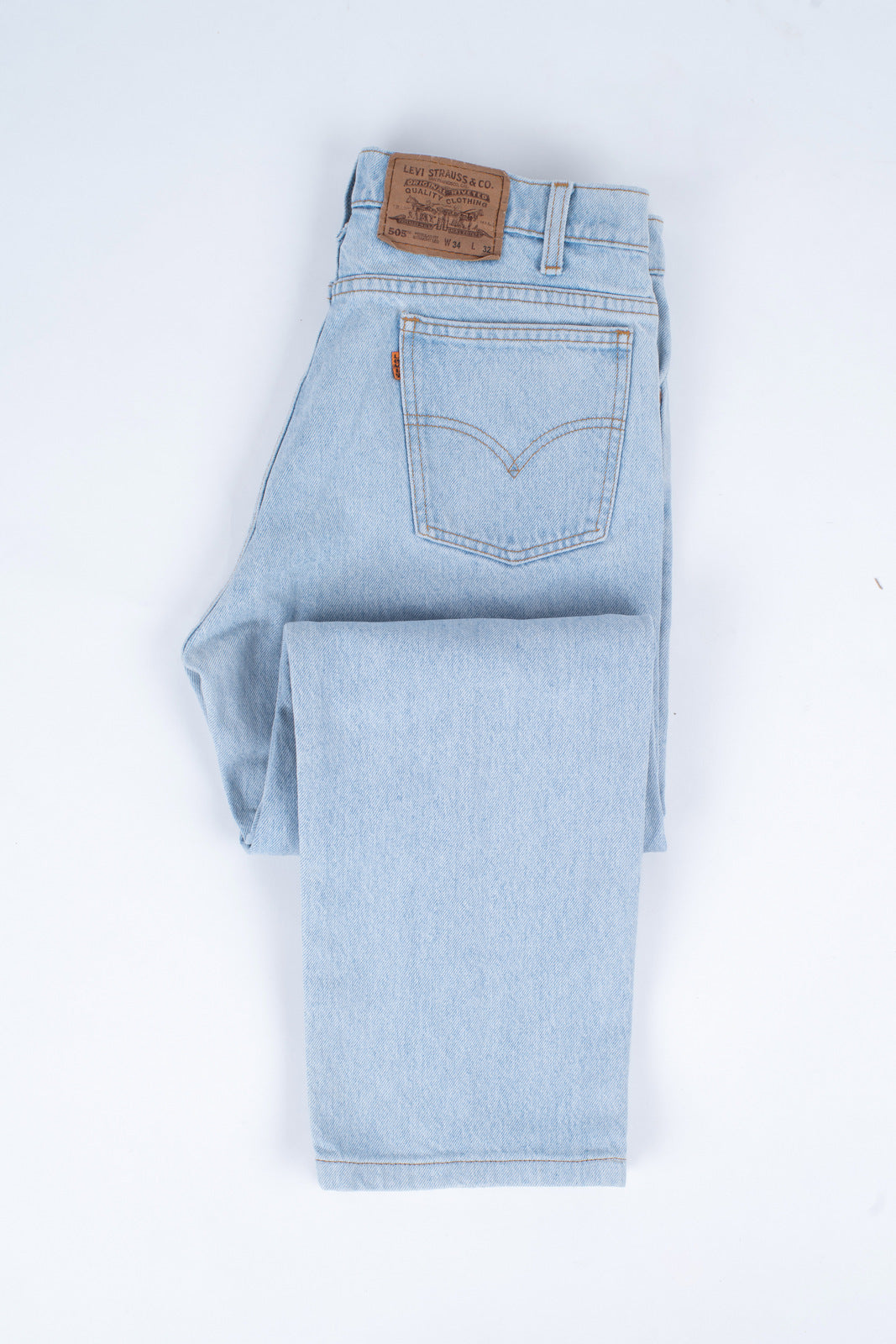Levi’s 505 Orange Tab Vintage Light Blue Jeans, W34/L28