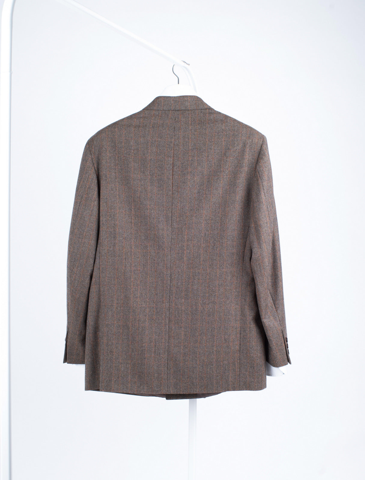 Missoni Uomo Double Breasted Brown Plaid Wool Flannel Blazer, US 40R, EU 50R