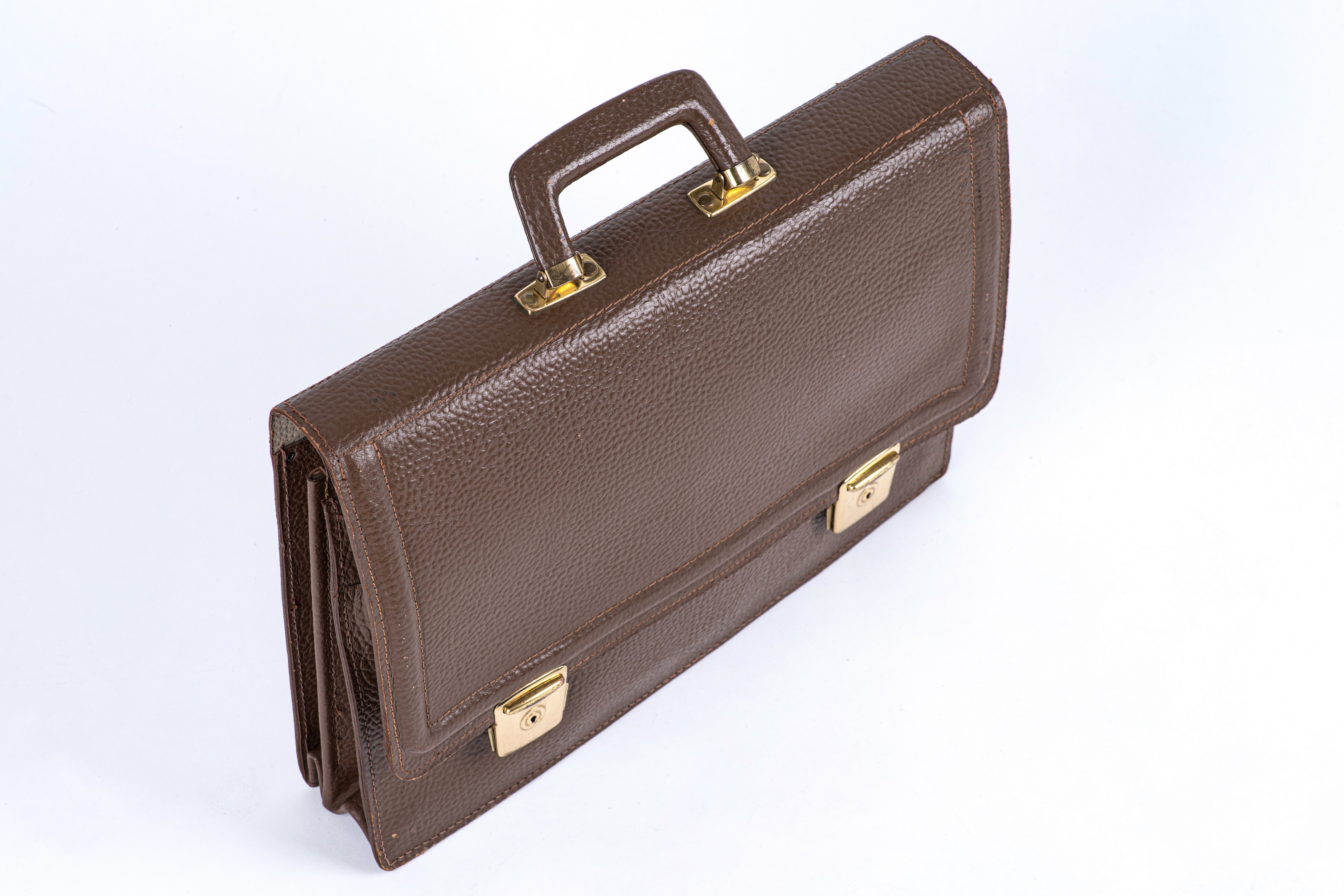 Vintage Men's Iconic Taupe Brown Leather Briefcase