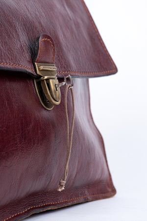Vintage Mahogany Brown Leather Men's Briefcase