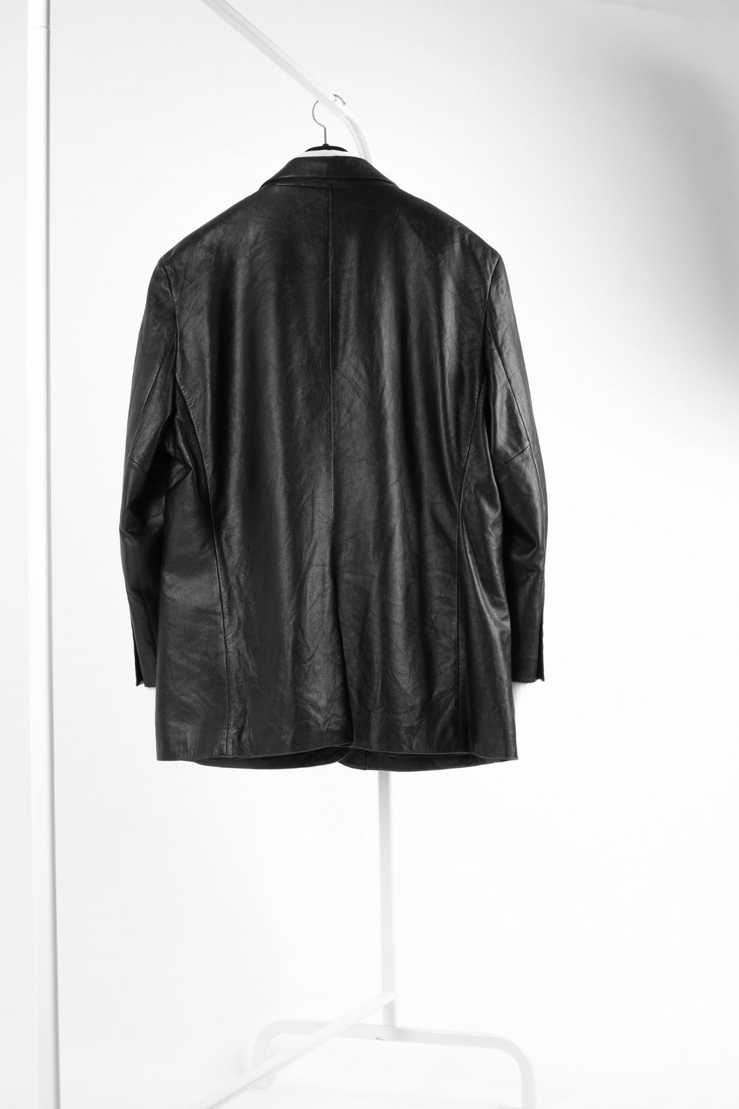 Genuine Leather Black 3 Button Blazer Jacket, Men's XL