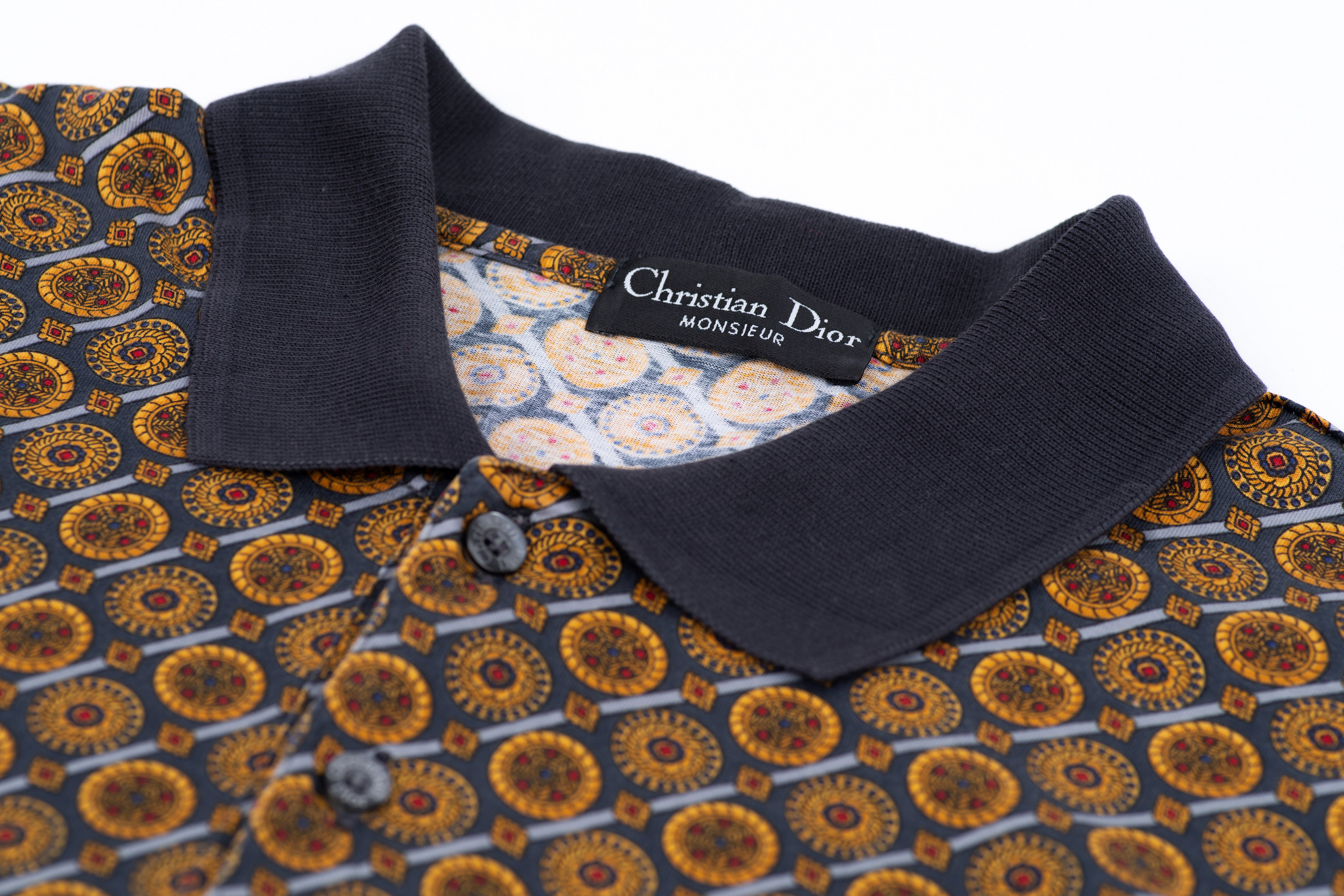 Christian Dior Vintage Long Sleeve Mercerised Cotton Polo Shirt, L