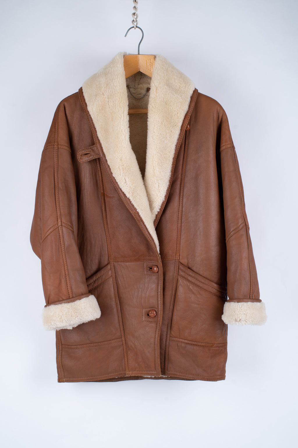 Women's Gingerbread Brown Soft Shearling Cocoon Coat, S