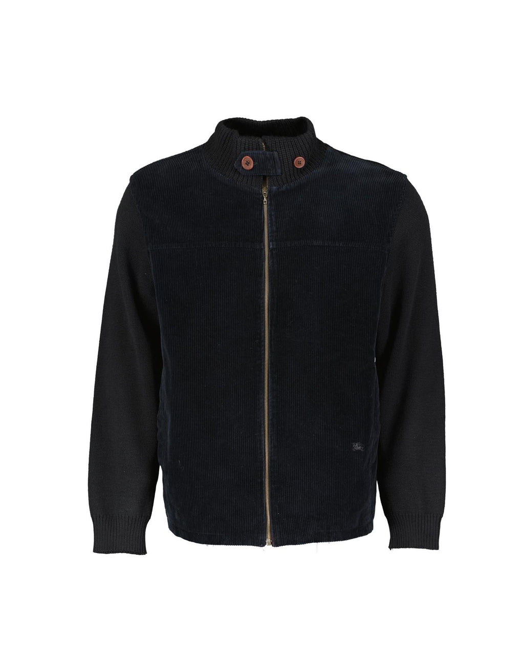 Burberry Zip front Navy Blue Merino Wool Cardigan, Size L