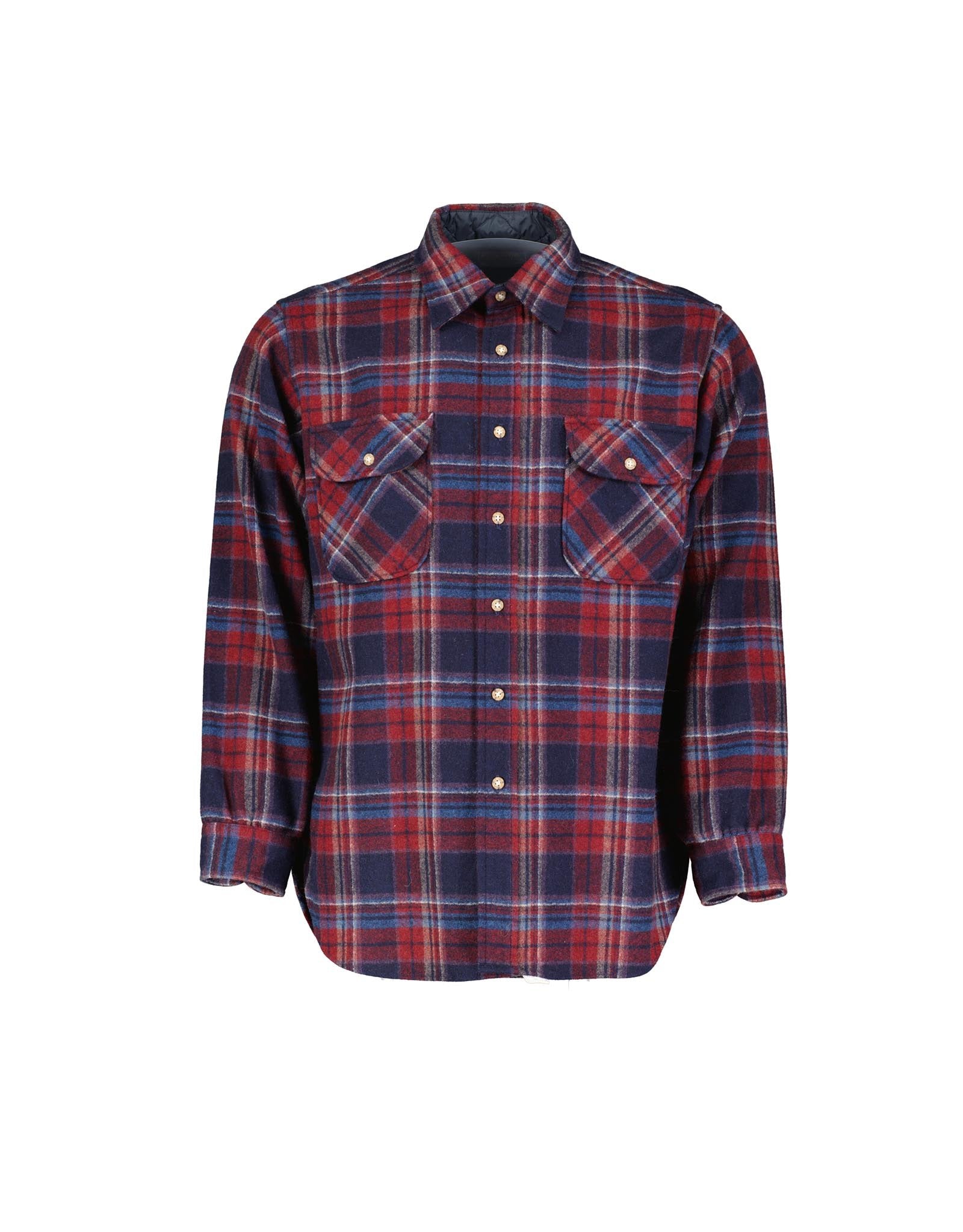 Pendleton Red Blue Plaid Wool Flannel Lumberjack Shirt, Men's M