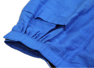 Women's Raw Silk Straight Leg Blue Bermuda Shorts, XS