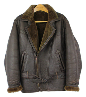 Aviator Style Men's Brown Sheepskin Shearling Jacket, SIZE L
