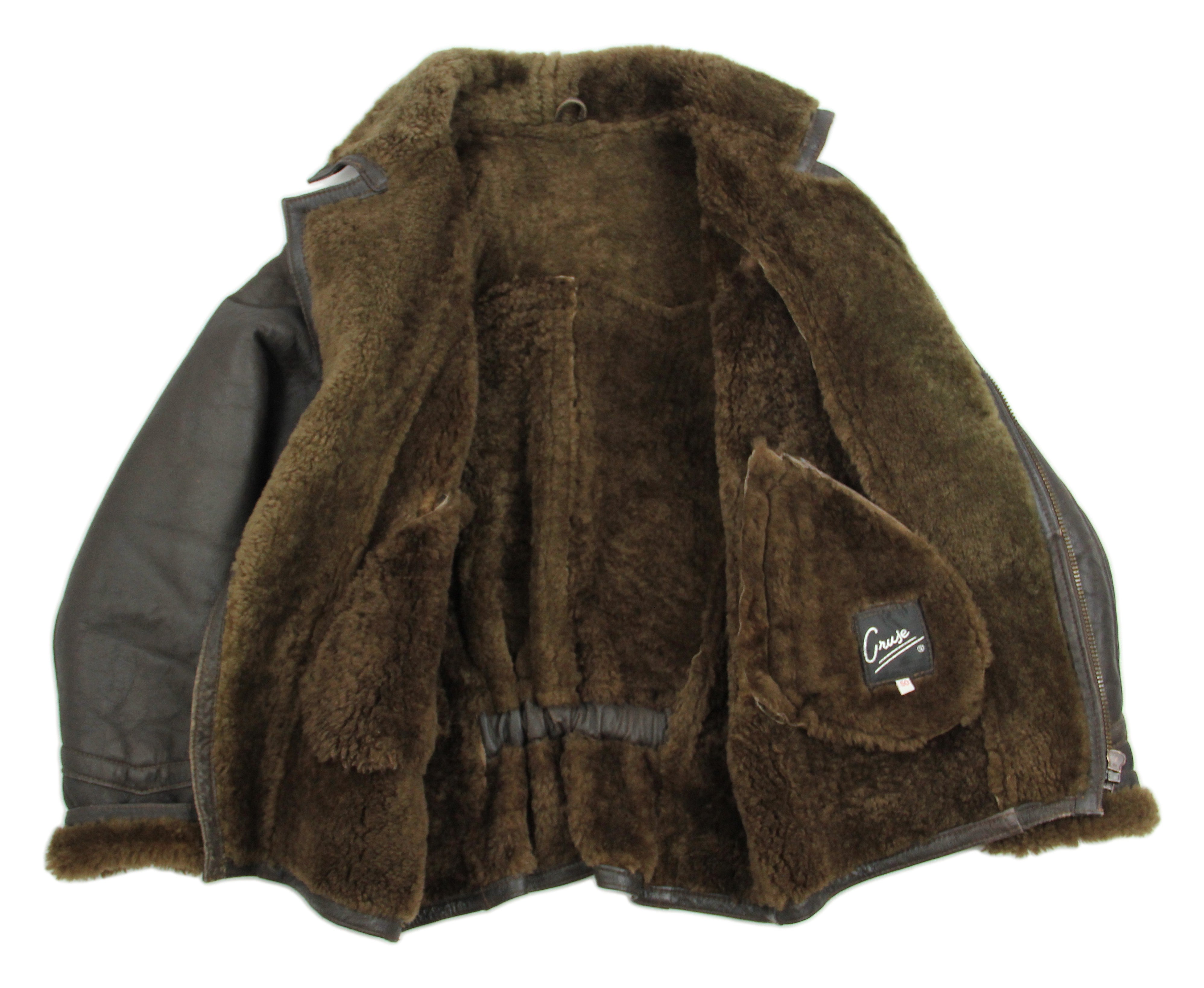 Aviator Style Men's Brown Sheepskin Shearling Jacket, SIZE L - second_first