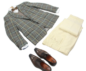 Vintage Corneliani Checkered Tweed Wool 2 Button Blazer, US 42R, EU 52R