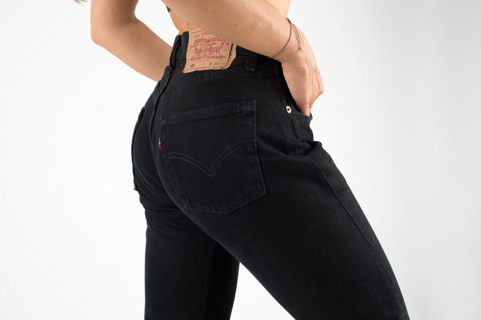 Levi’s 501 Vintage Black Reworked Women's Jeans, Made in UK