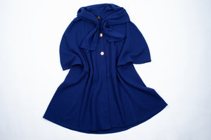 Vintage Woman's Royal Blue Wool Blend French Cape, One Size
