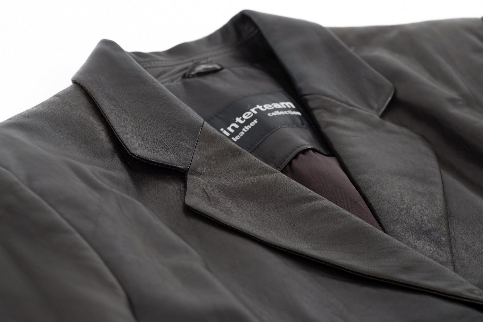 Vintage Dark Khaki Brown Supple Leather Tailored Blazer, Women's M
