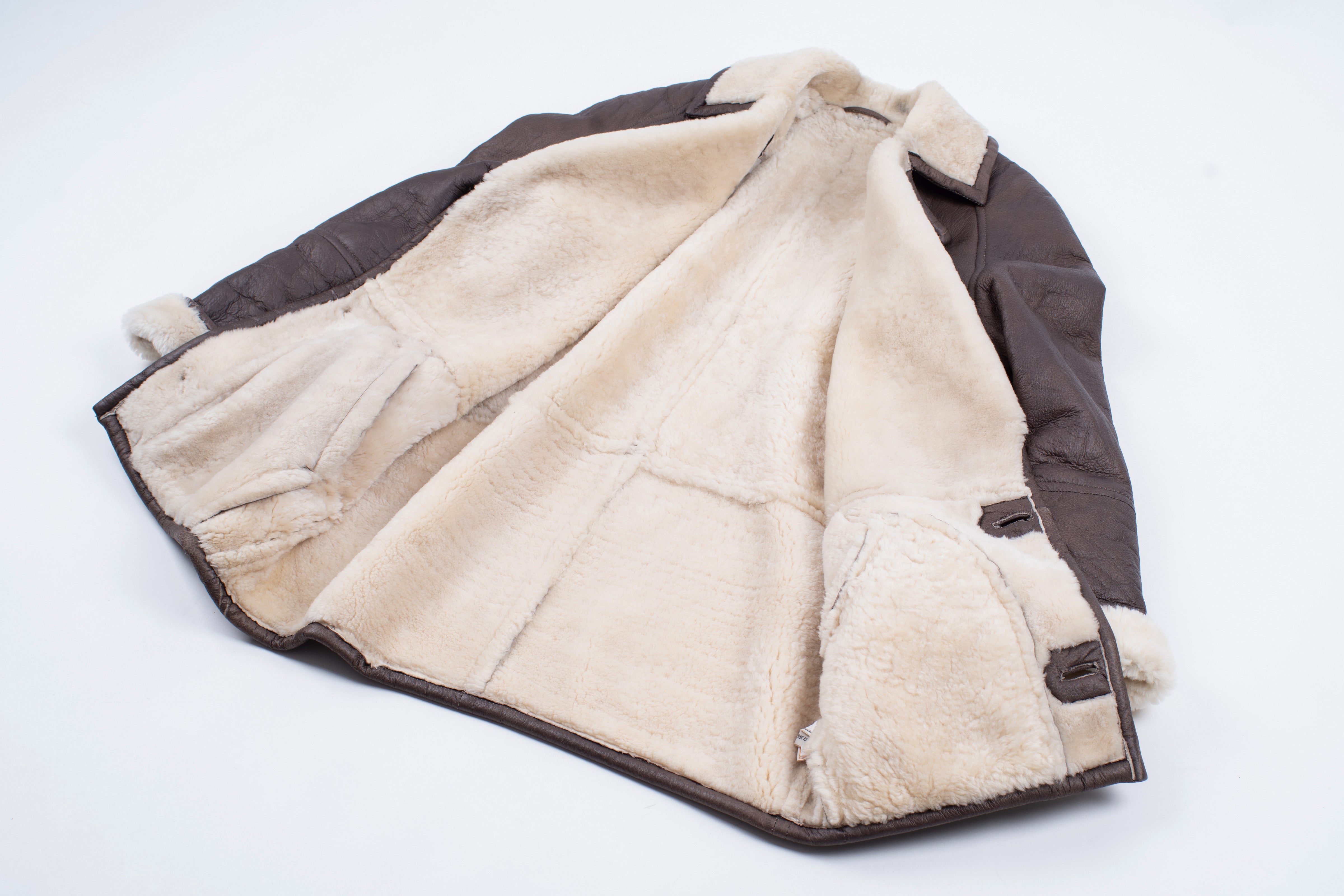 Trussardi Men's Brown Supple Leather Shearling Coat, XL