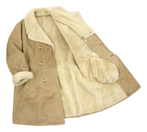 Men's Light Brown Double Breasted Soft Shearling Coat, SIZE XL, 44