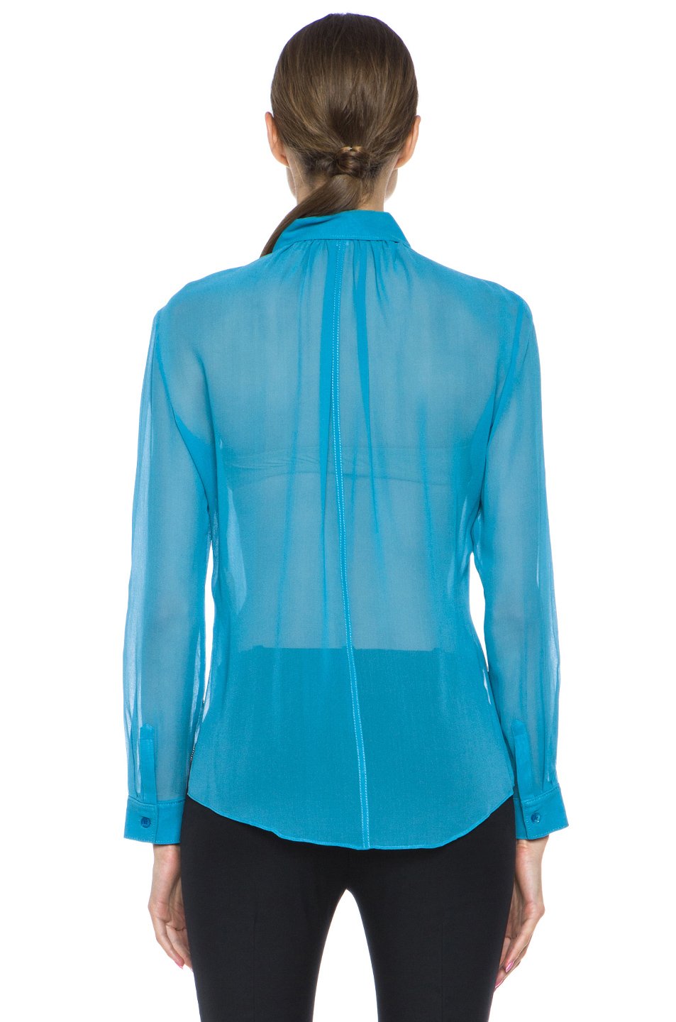 ACNE Teal Blue Adeline Silk Blouse, SIZE 36 - secondfirst