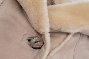 Beige Hooded Supple Shearling Coat, Women's XL