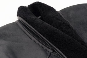 Woman's Long Cocoon Black Leather Sheepskin Coat, tall L