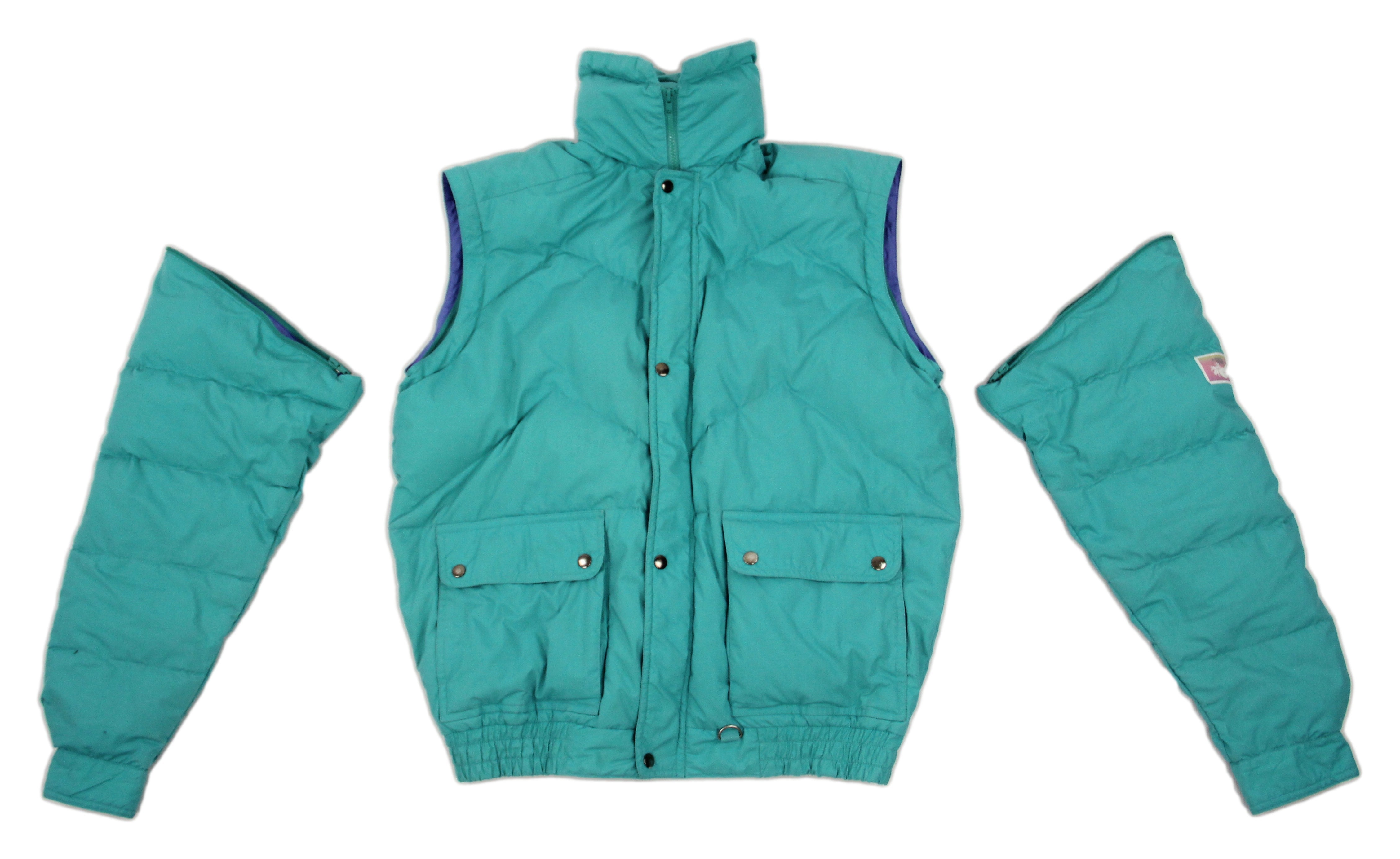 Men's Green Cotton 2 in 1 Puffer Down Jacket/Vest, SIZE M