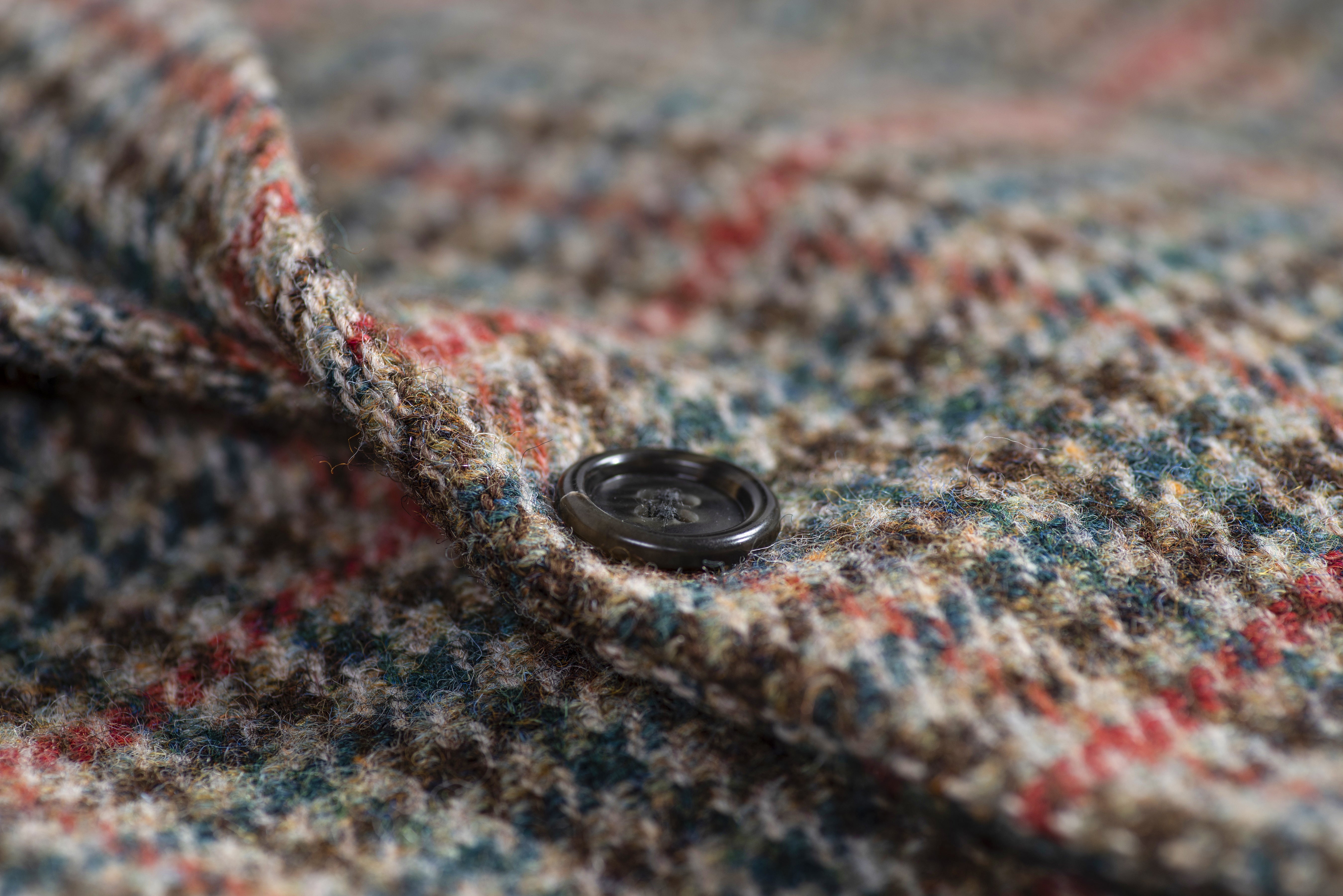 Harris Tweed Wool Houndstooth Multicolor 2 Button Blazer, US 42R, EU 52
