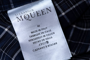 Alexander McQueen Plaid Indigo Blue Slim Fit Shirt, IT 46