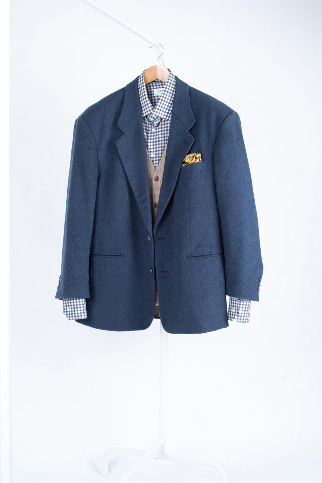 HUGO BOSS Vintage Blue Brushed Wool & Angora Blazer Jacket US 40R, EU 50