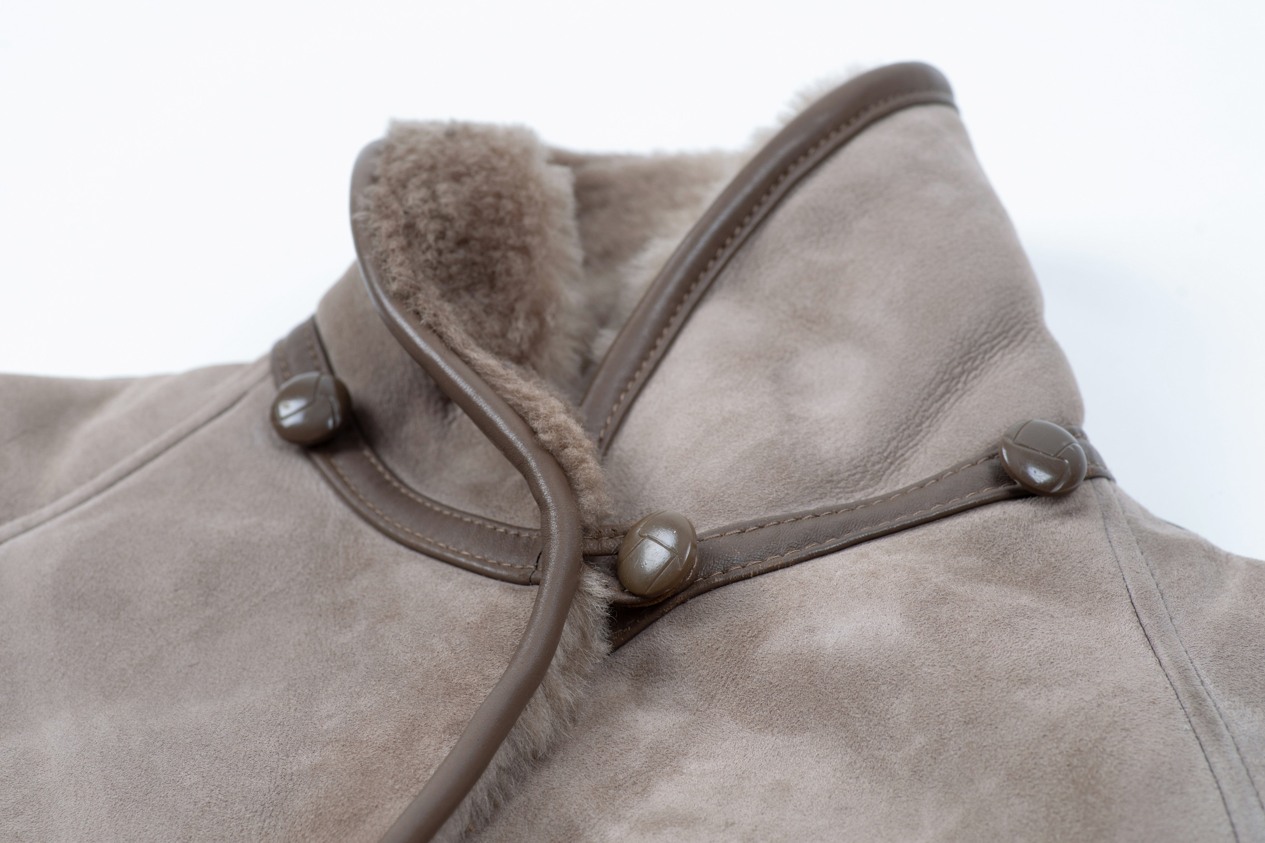 Women's Light Brown Sheepskin Shearling Coat, Size M