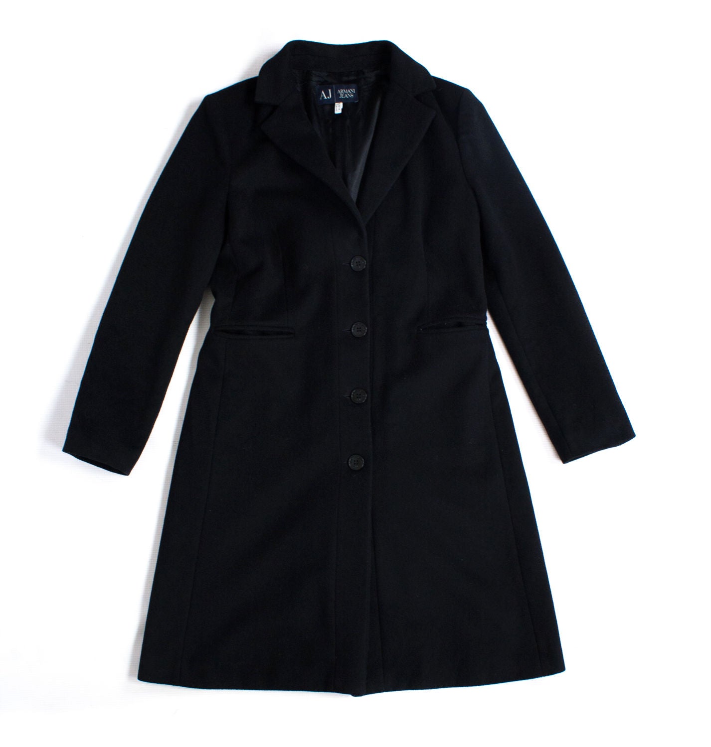 Armani Black Wool Blend Coat SIZE M, USA 6 - secondfirst