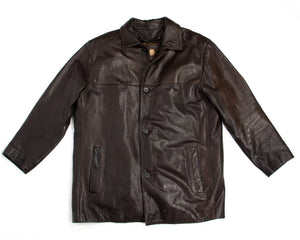 ANDREW MARC Very Soft Brown Leather Jacket With Removable Lining, L - secondfirst