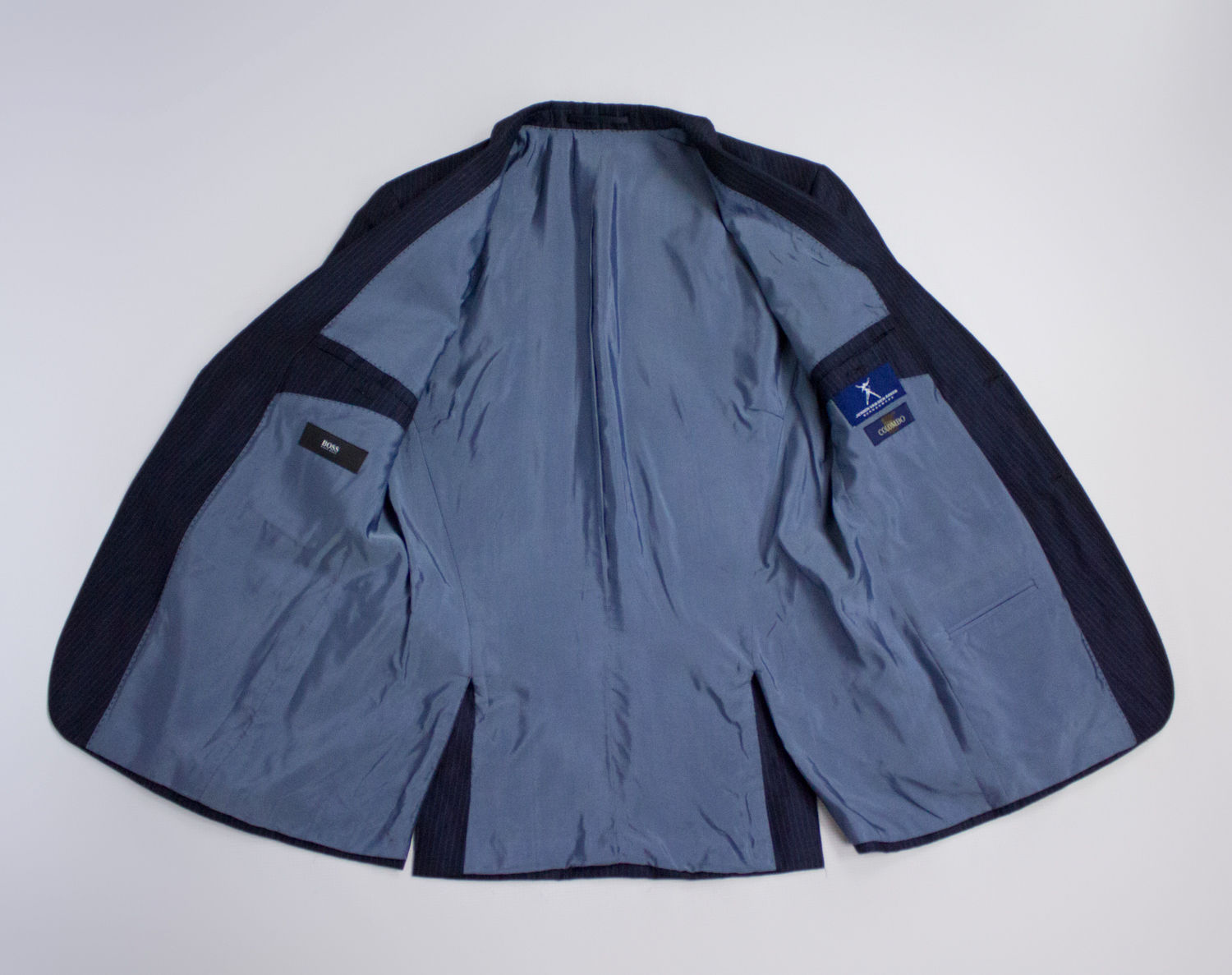 HUGO BOSS Linen & Wool Striped Blue Blazer, US 36R/EUR 46 - secondfirst