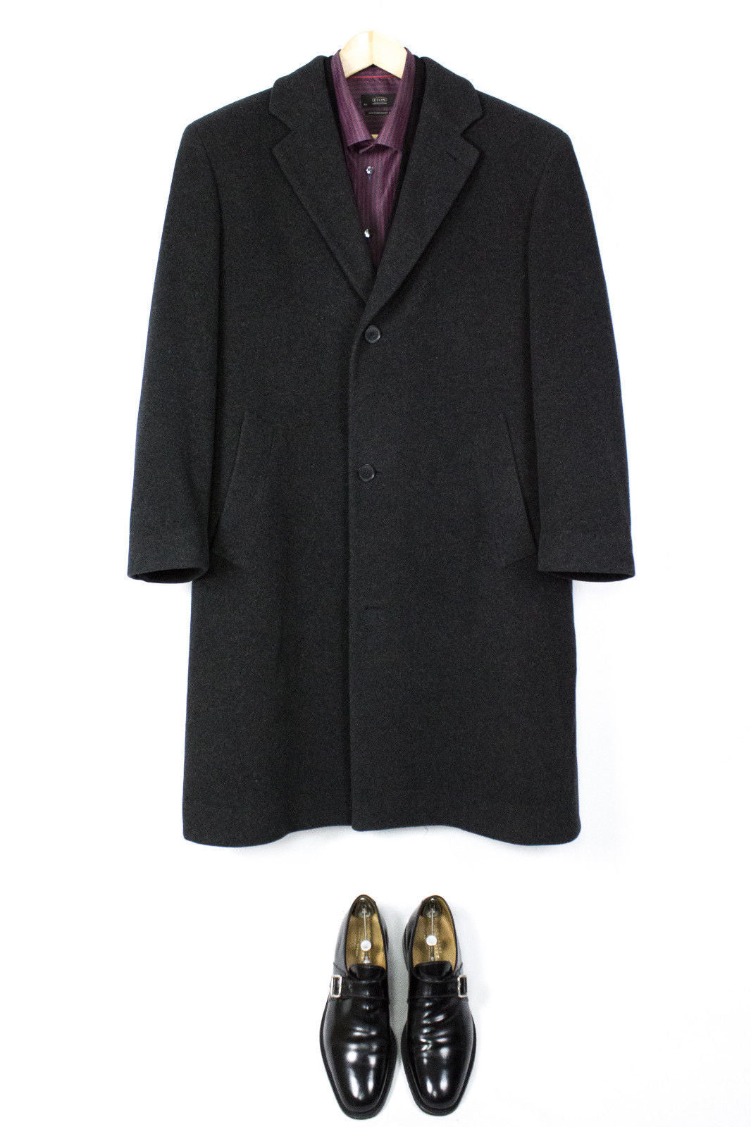 HUGO BOSS Dark Gray 100% Wool Overcoat SIZE US 42R, EU 52 - secondfirst