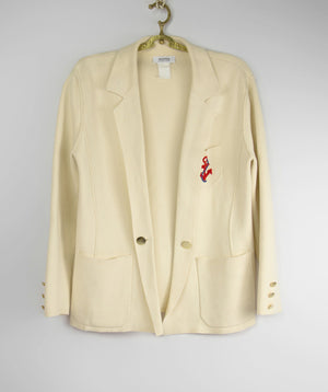SONIA by SONIA RYKIEL Anchor Embroidered Cotton Blazer SIZE M - secondfirst