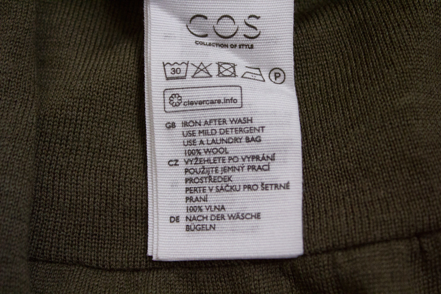 COS Thin Merino Wool Khaki Green Loose Tunic Dress Size XS - secondfirst