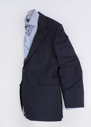 HUGO BOSS Wool Navy Striped Blazer Jacket, EU 50, US 40R - secondfirst
