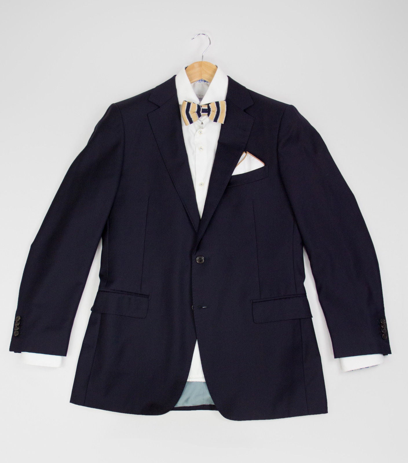 SUITSUPPLY Navy Blue Pure Wool Super 110's Blazer Jacket, USA 42 L - secondfirst
