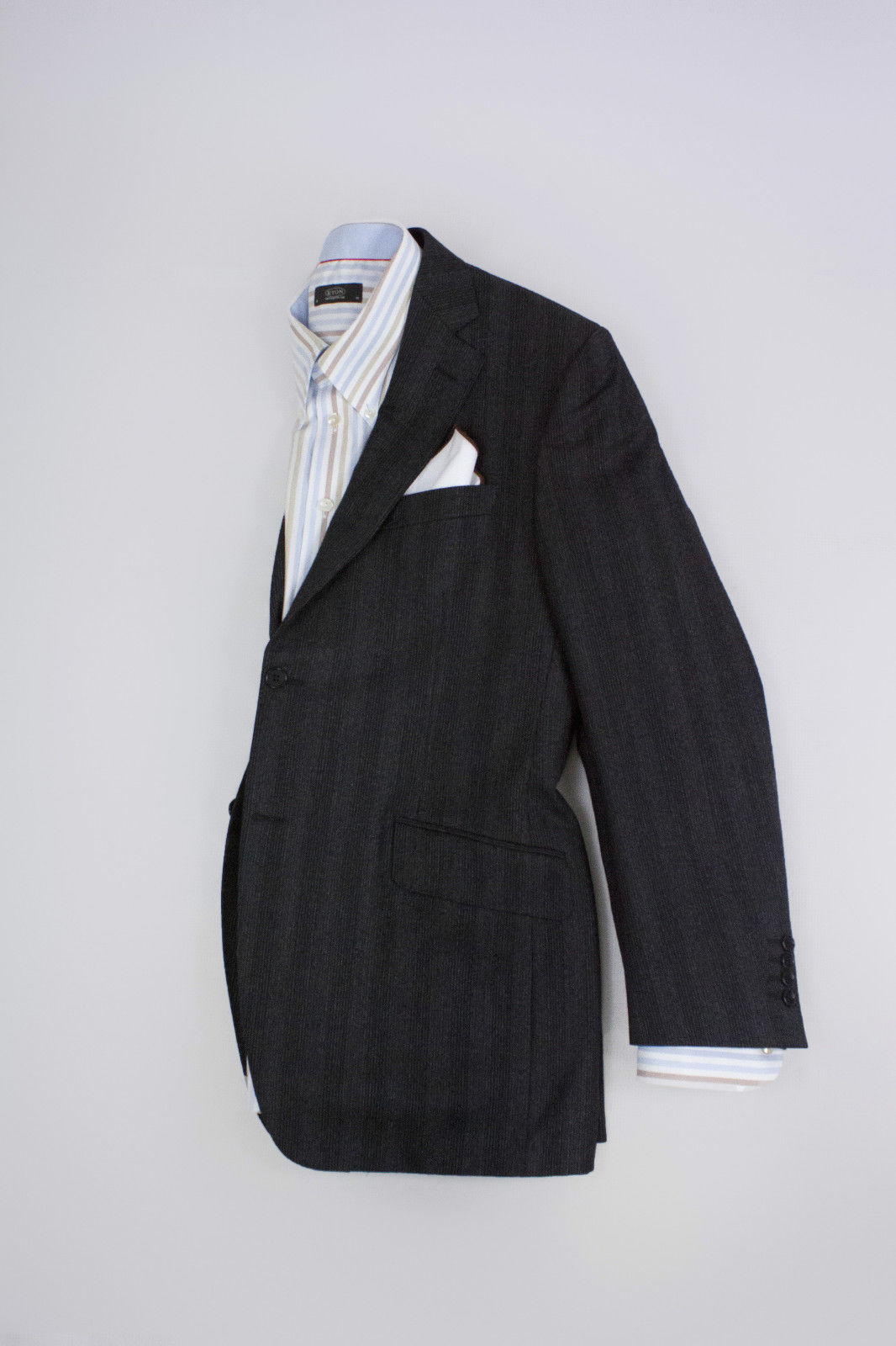 CANALI 100% Wool Striped Gray Blazer Jacket SIZE US 40R - secondfirst