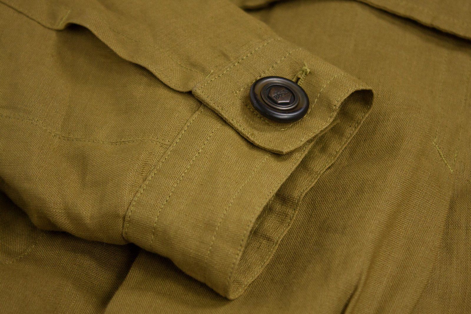 HUGO BOSS Linen Khaki Green Jacket, EU 48/USA 38 - secondfirst