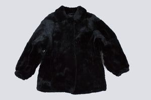 Tuva Turkis Black Very Soft Plush Mouton Coat, SIZE USA 8 - secondfirst